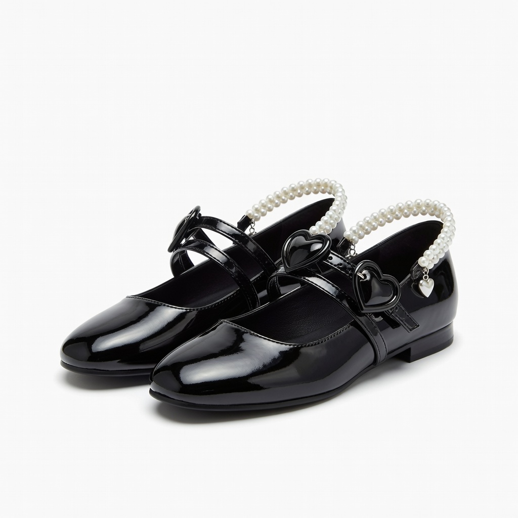 Black Heart Buckle Mary Janes