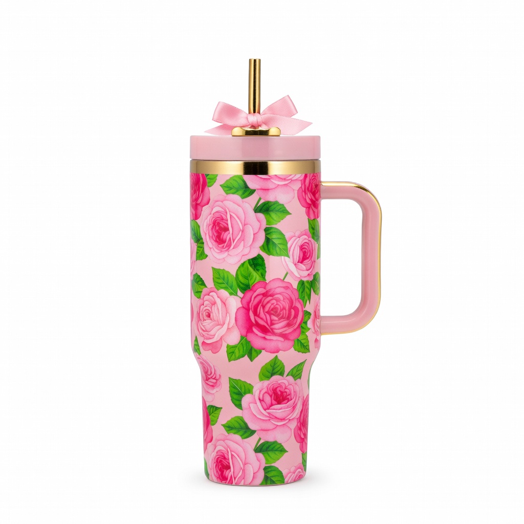Pink Floral Tumbler