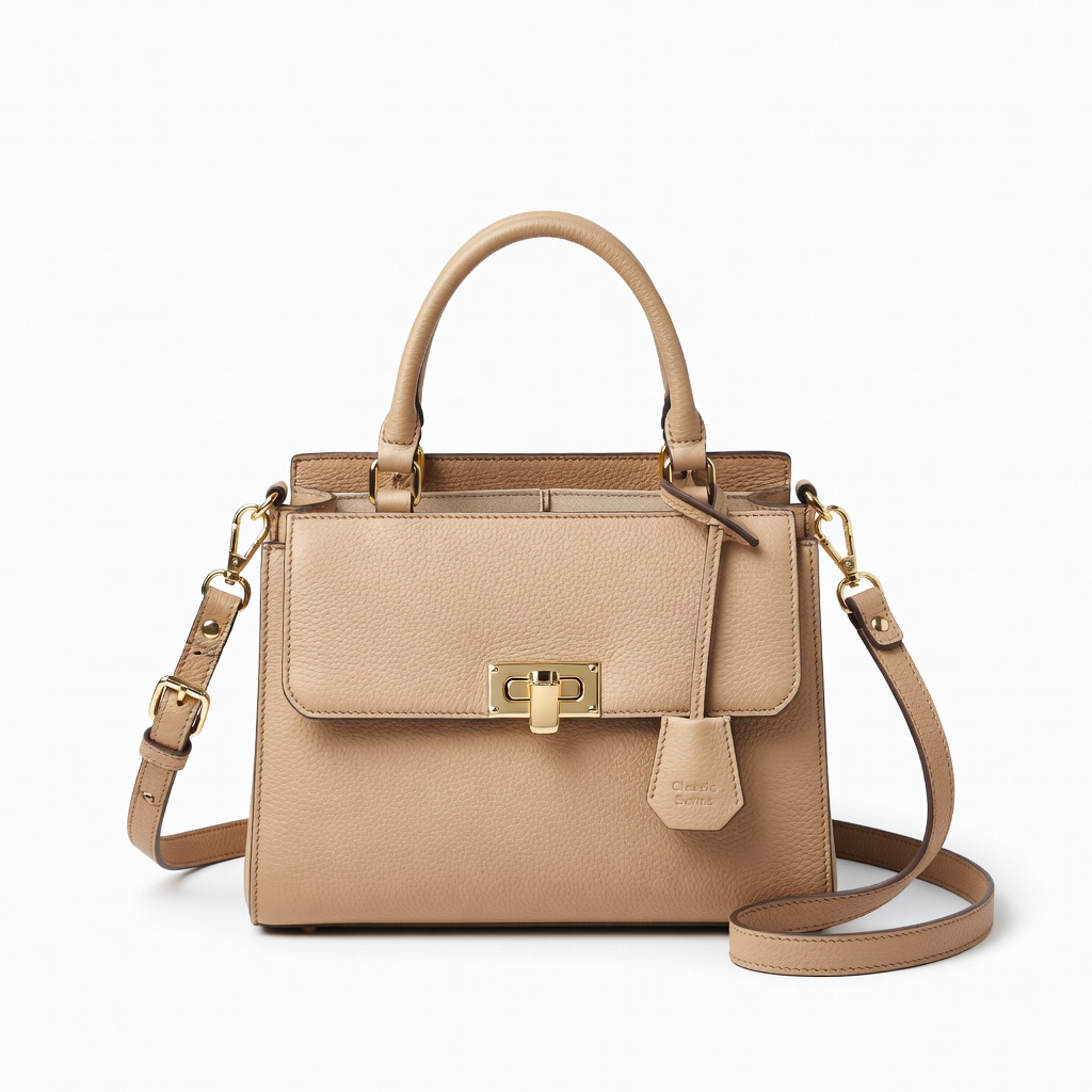 Beige Structured Handbag
