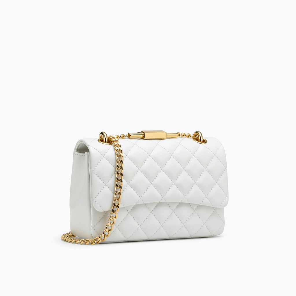 White Quilted Chain Shoulder Bag