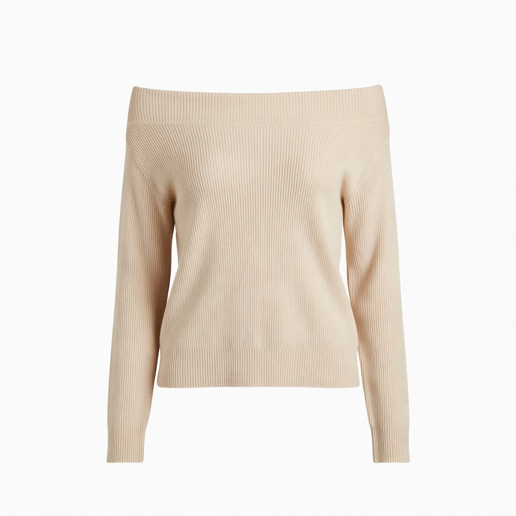 크림 오프숄더 니트 스웨터