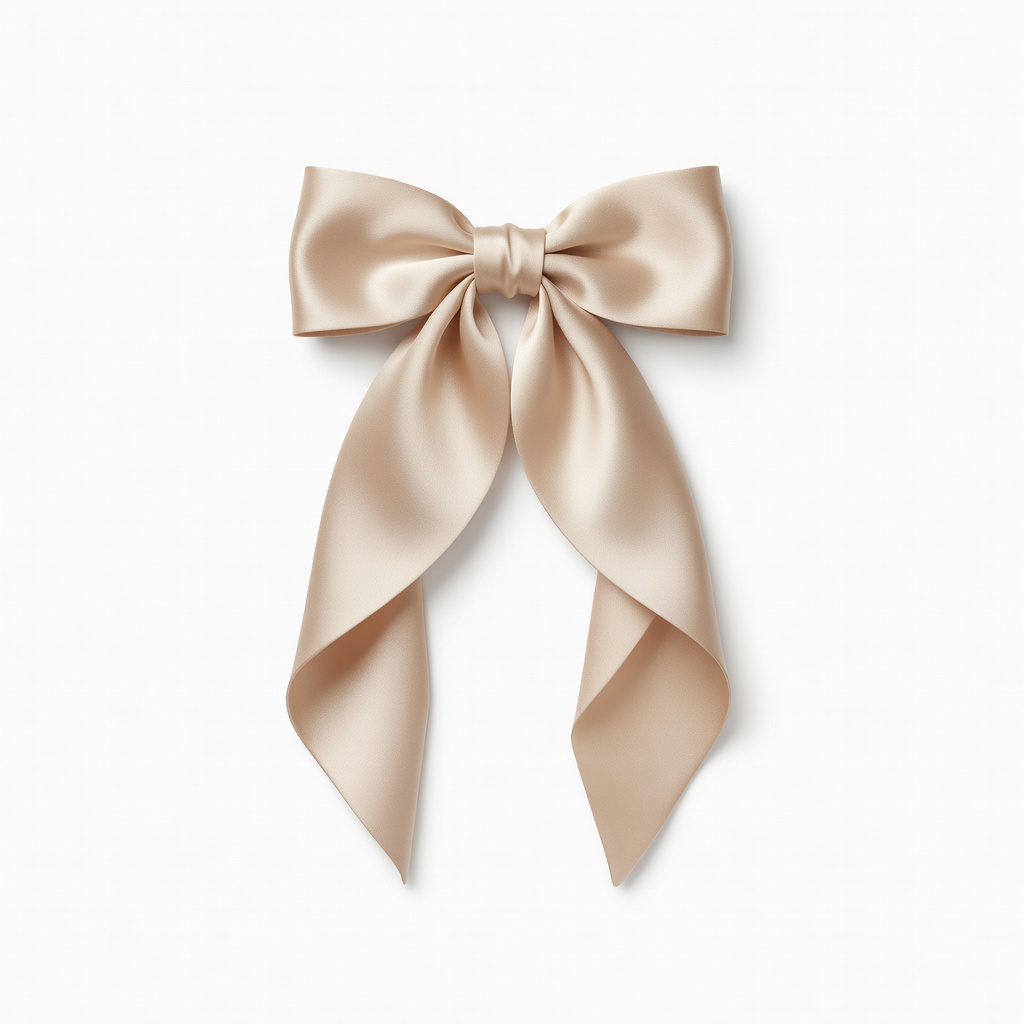 Beige Satin Hair Bow