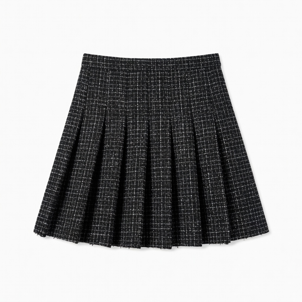 Tweed Pleated Mini Skirt