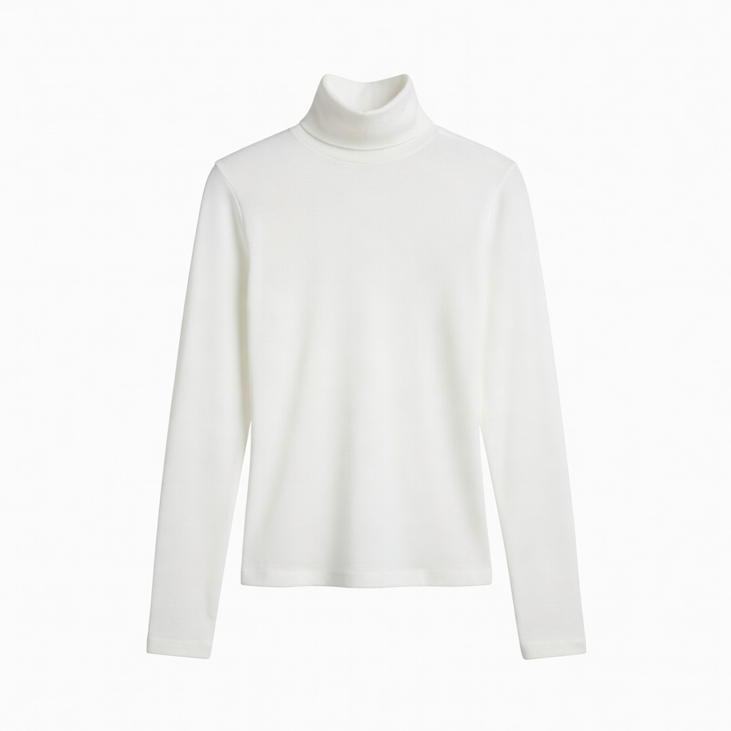White Fitted Turtleneck Top