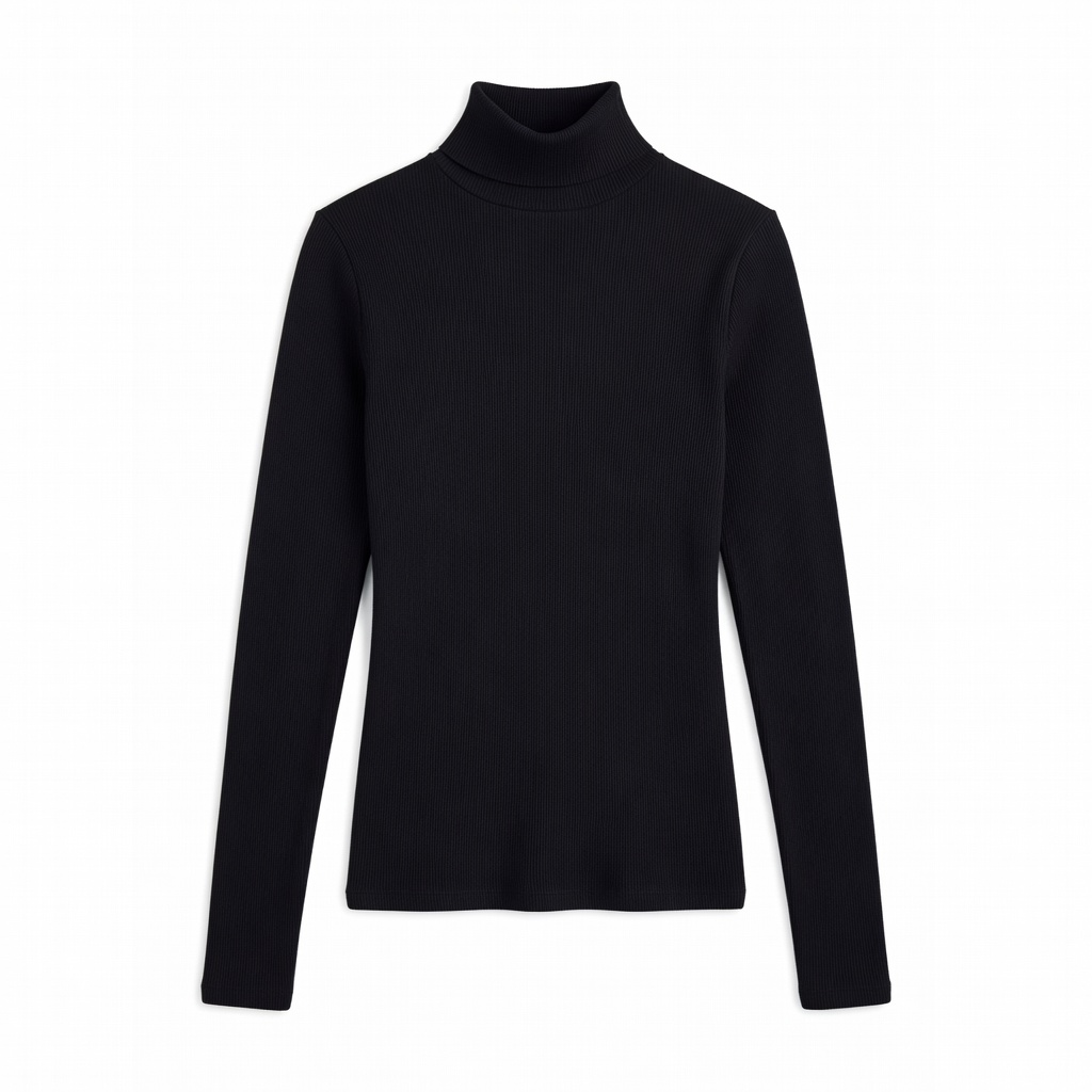 Black Ribbed Turtleneck