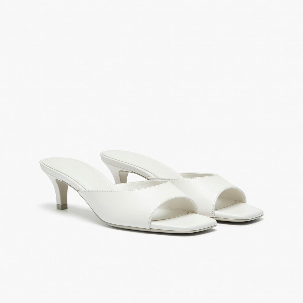 White Kitten Heel Mules