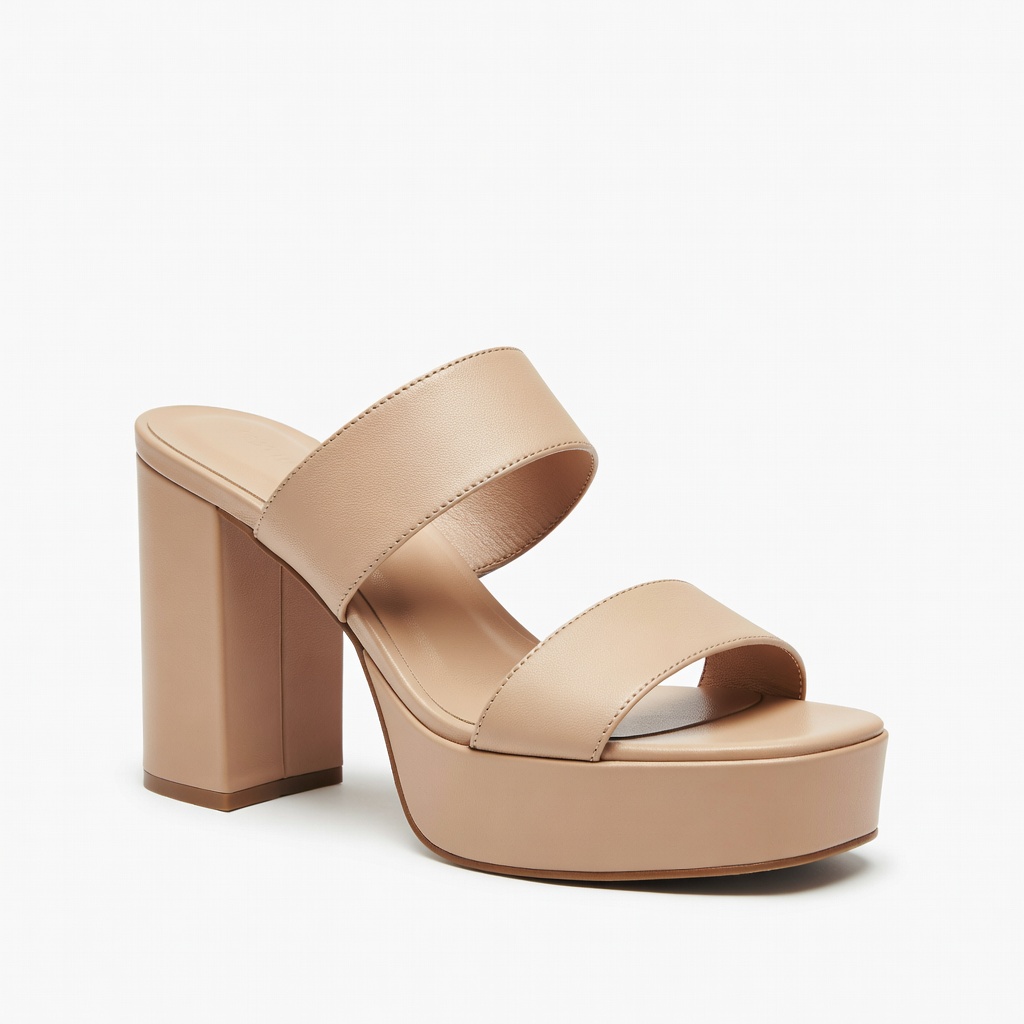 Sandalias beige de tacón con plataforma