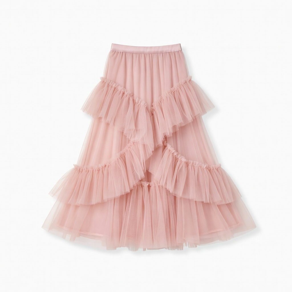 Blush Tüll-Stufenrock