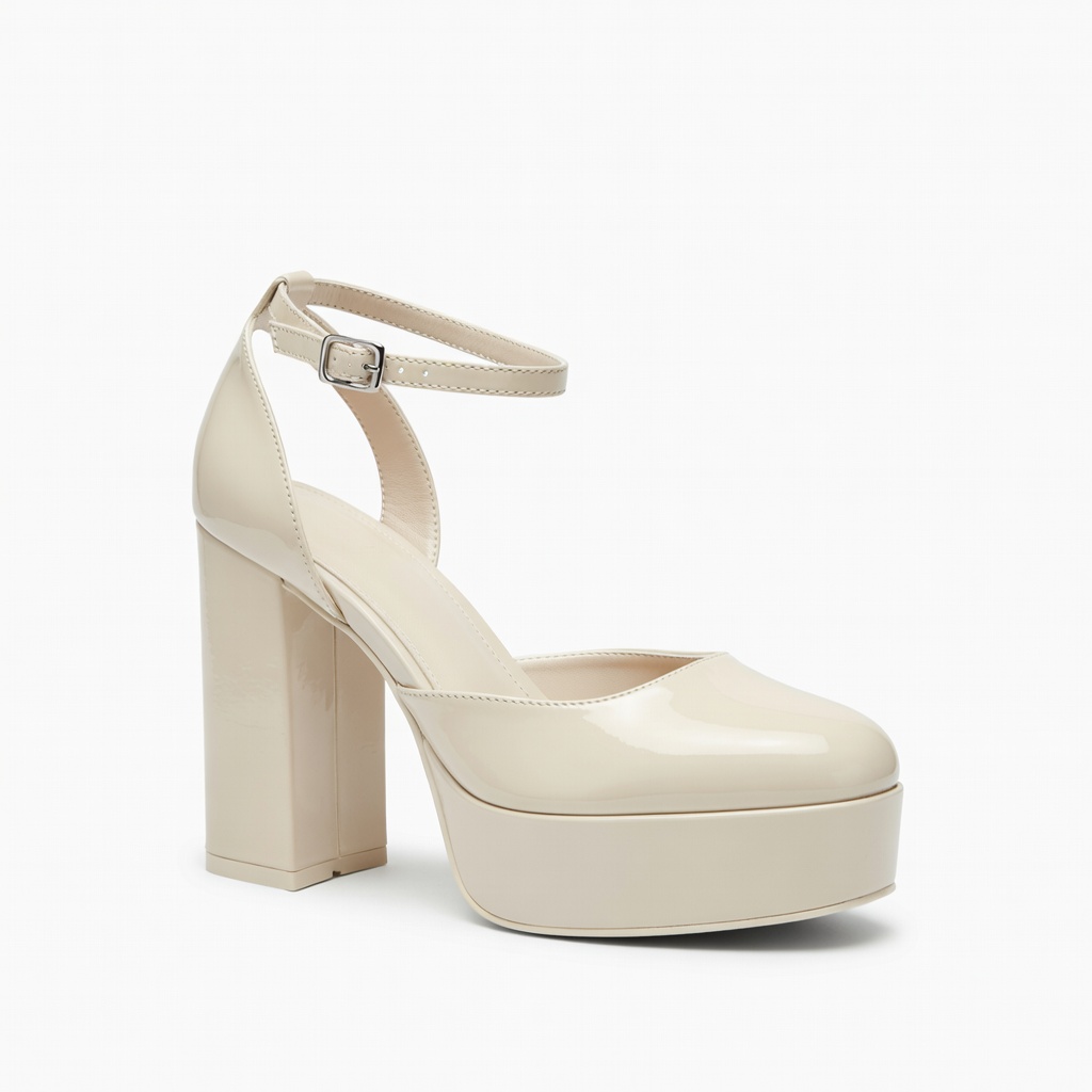 Elfenbeinfarbene Plateau-Heels
