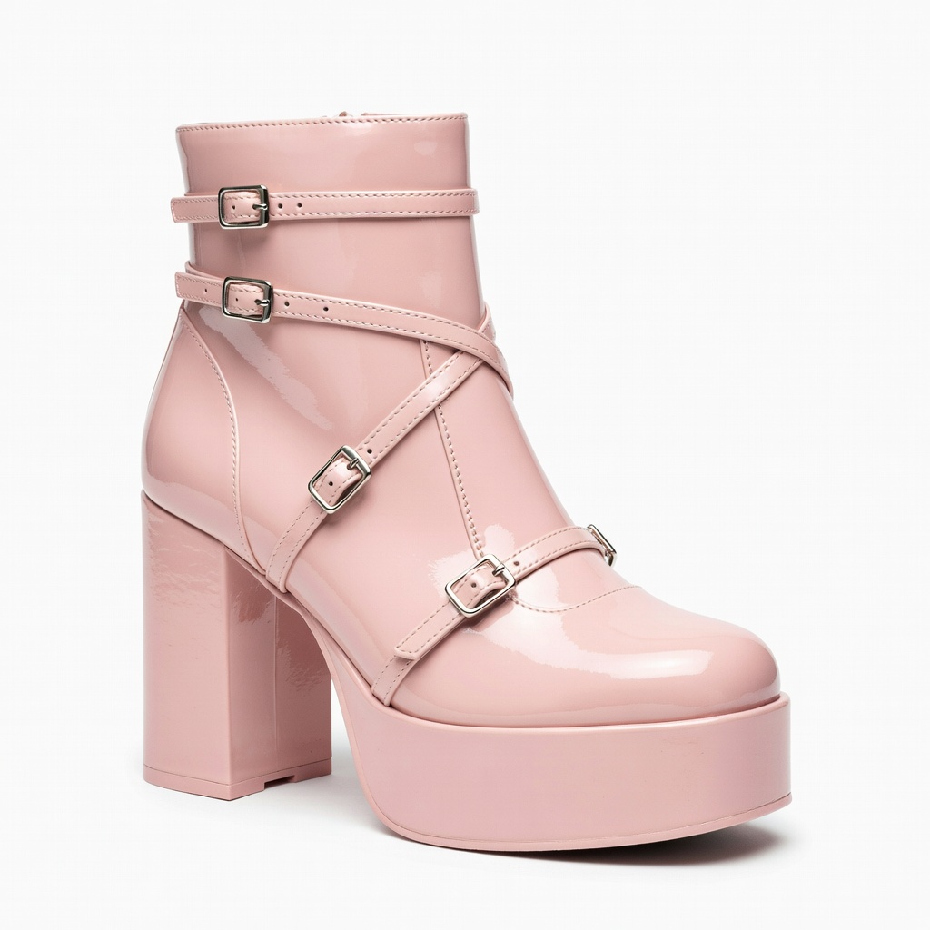 Bottines roses à plateforme