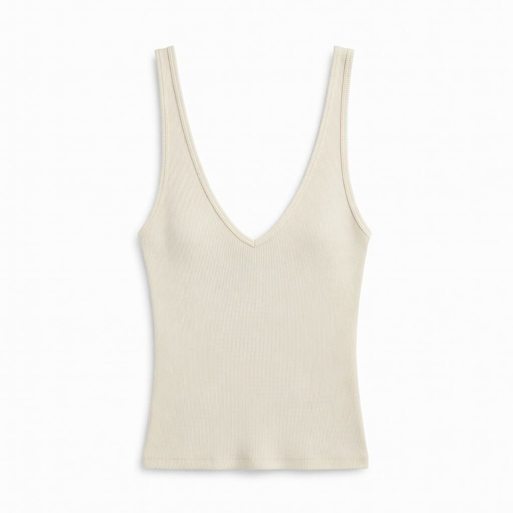 Geripptes Tanktop Creme