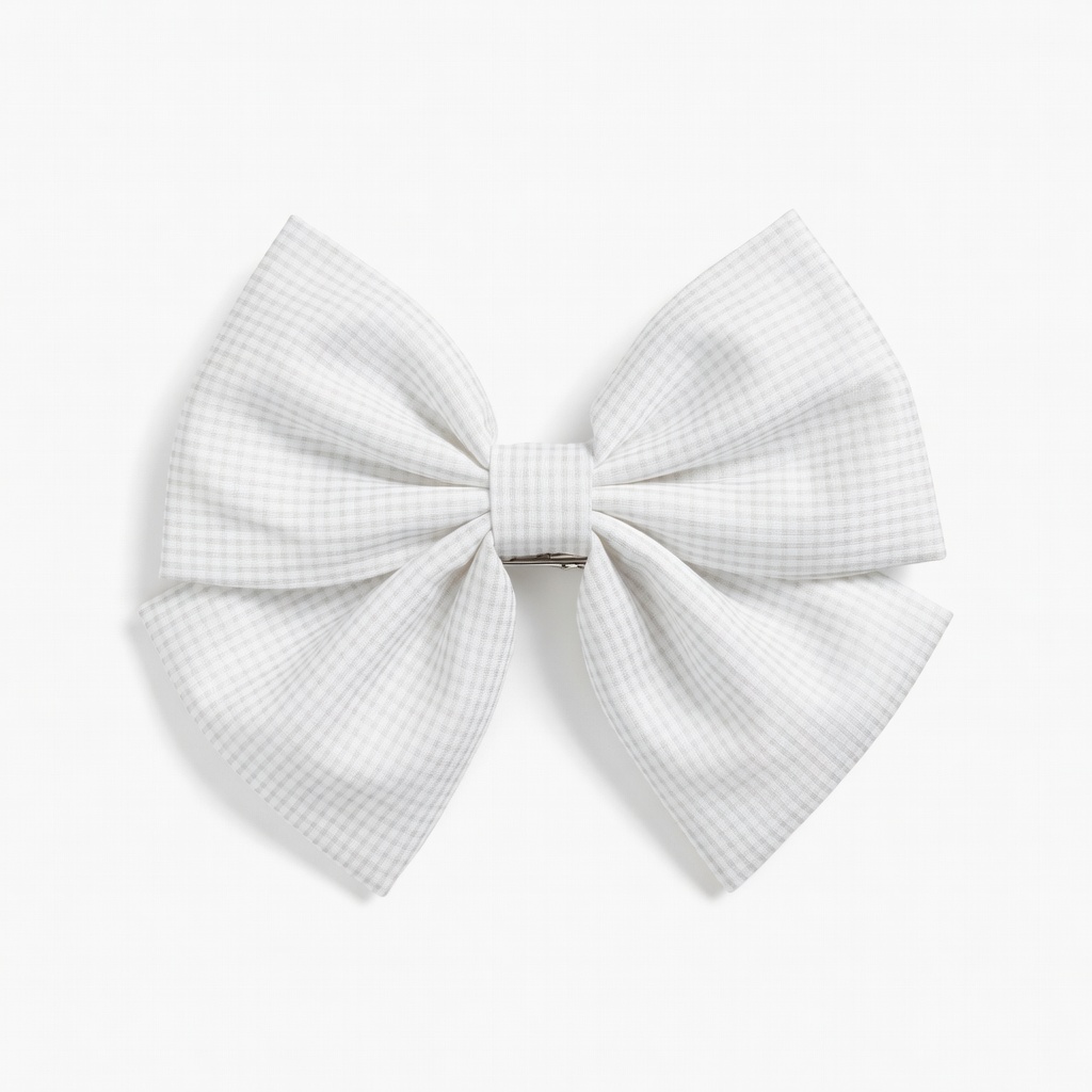 White Gingham Hair Bow