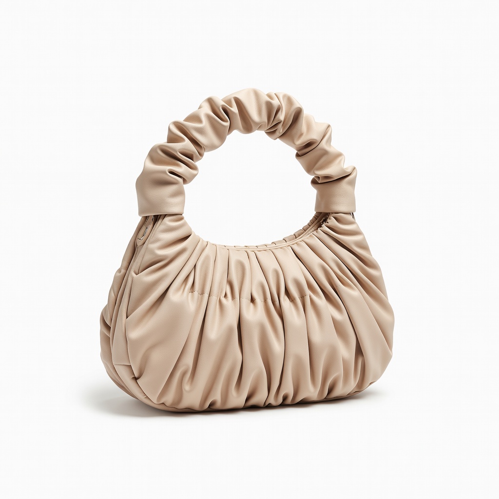 Beige Ruched Handbag