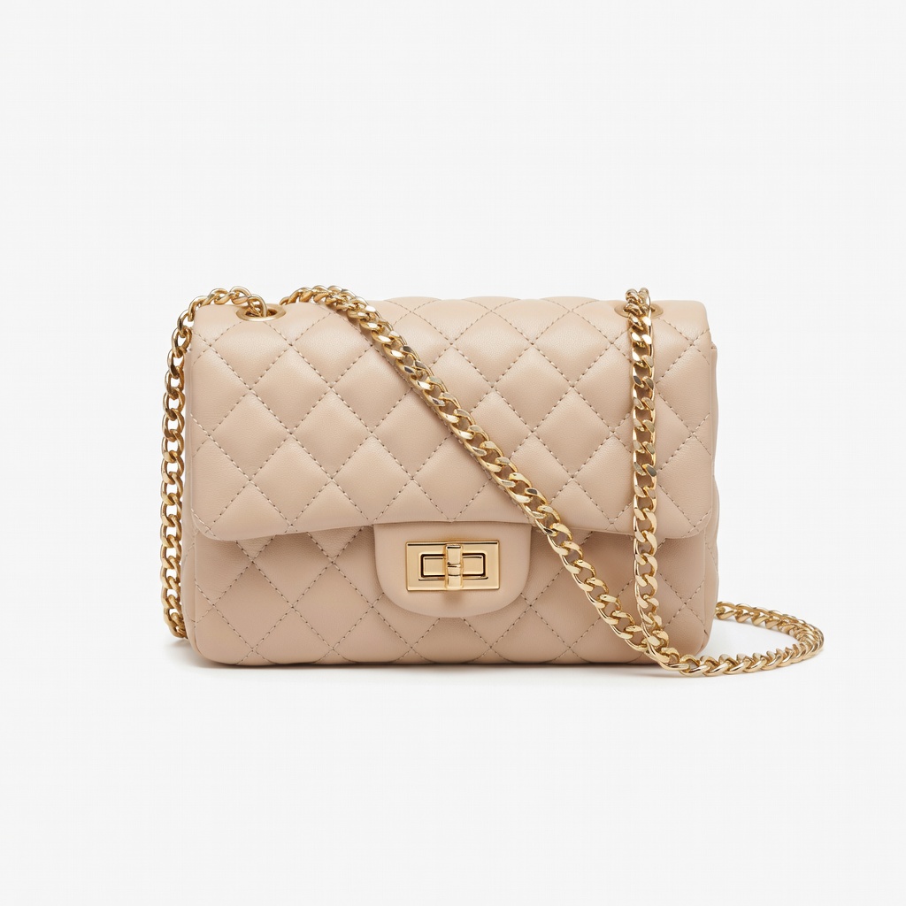 베이지 퀼팅 체인 백