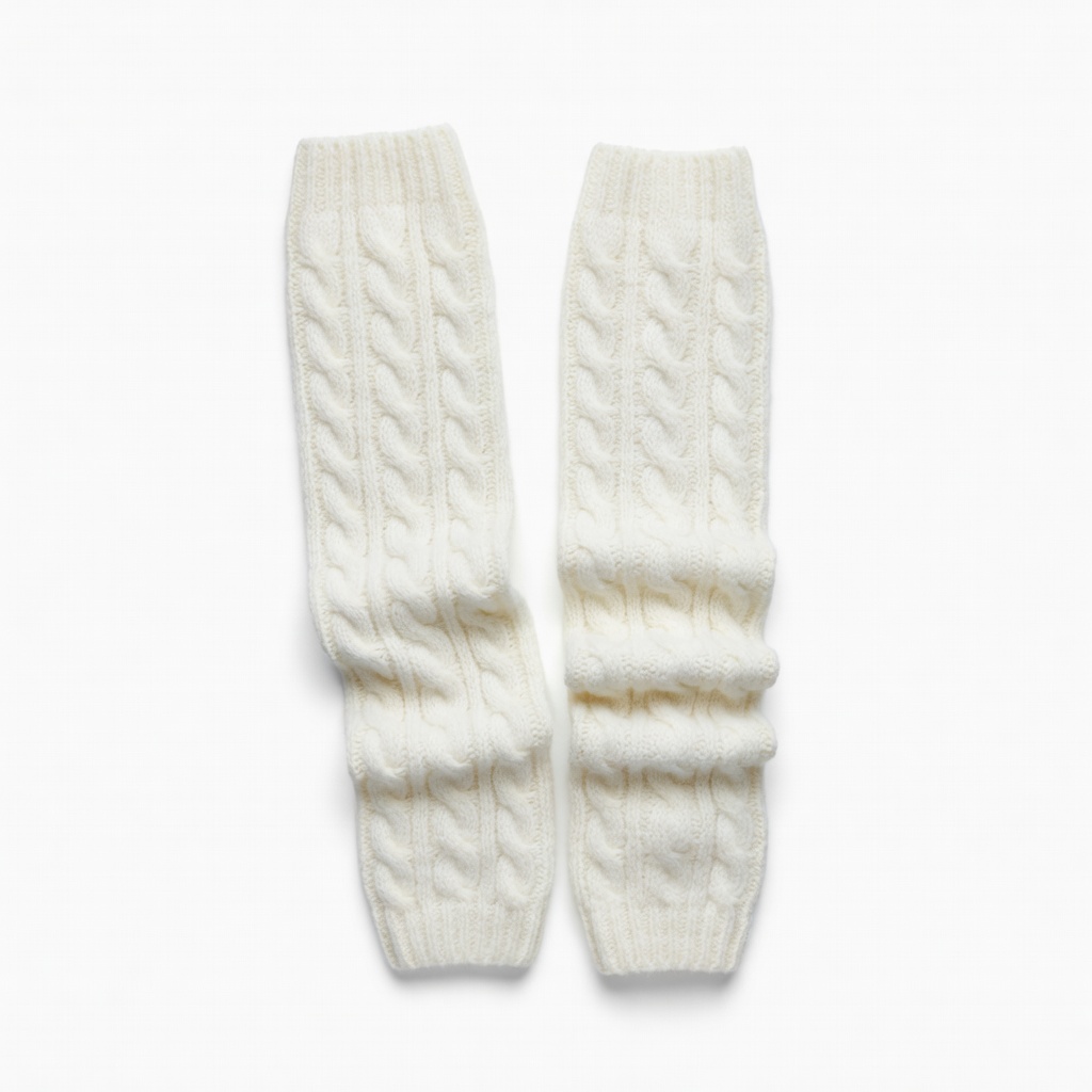 White Cable Knit Leg Warmers