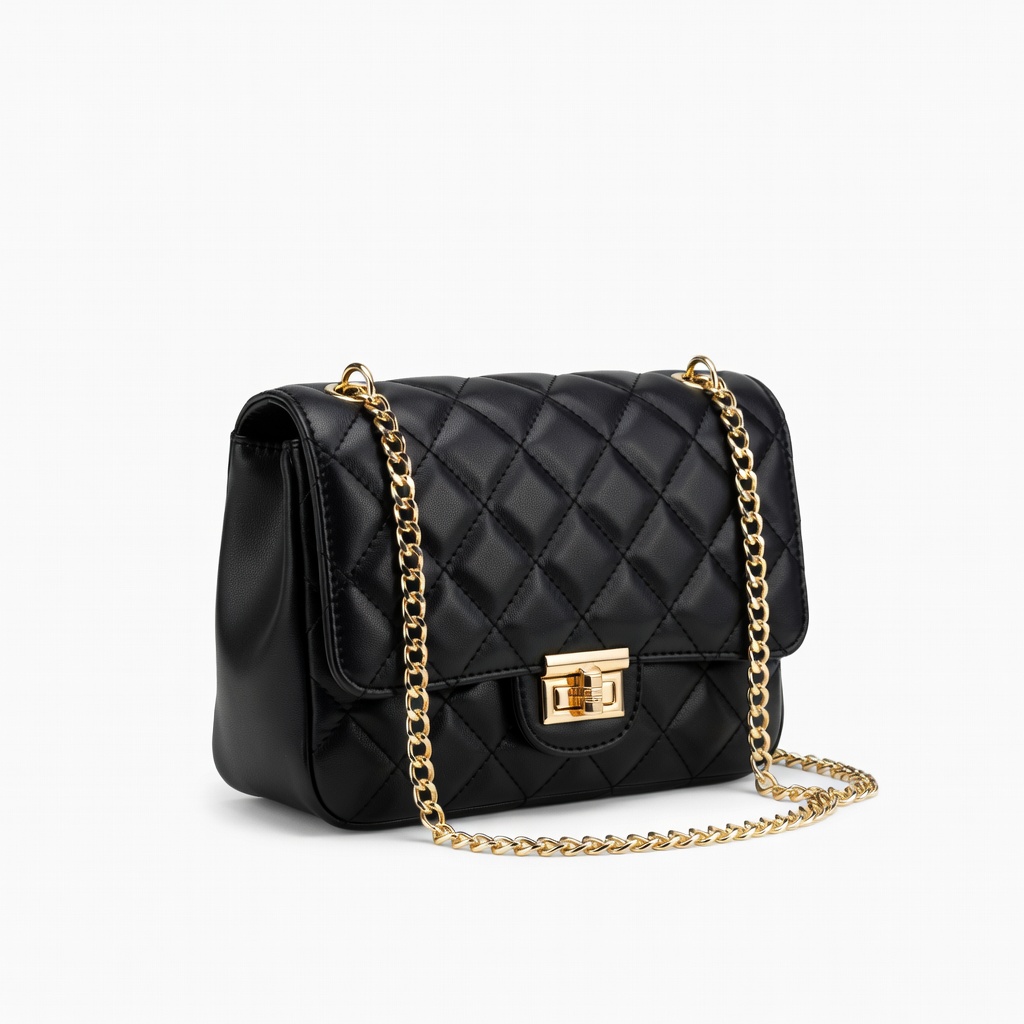 블랙 퀼팅 크로스바디 백