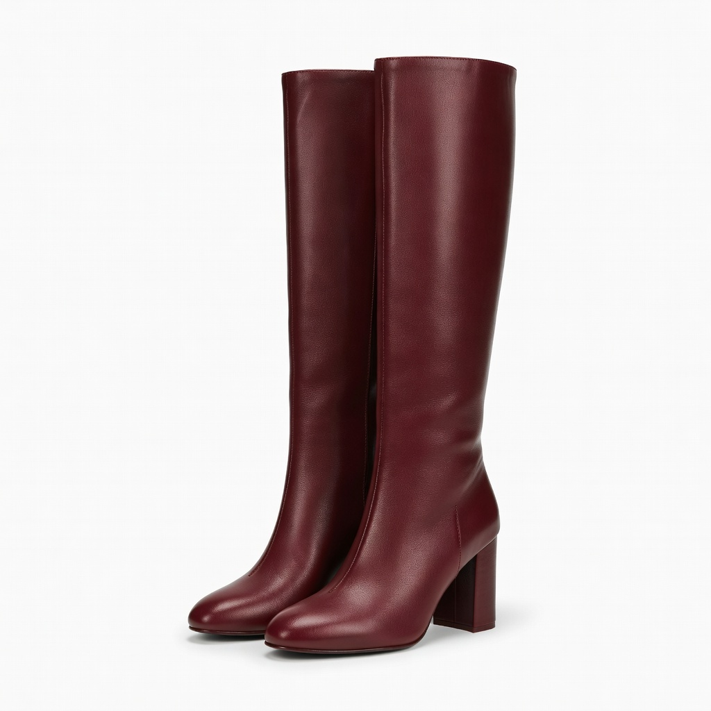 Bourgogne Knee-High Boots Rounded Toes