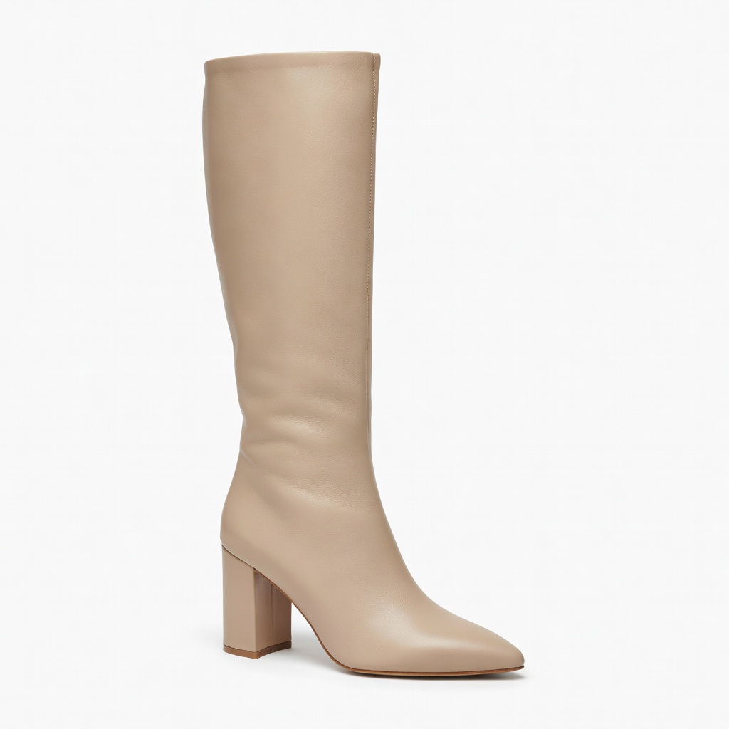 Beige Knee-High Boots