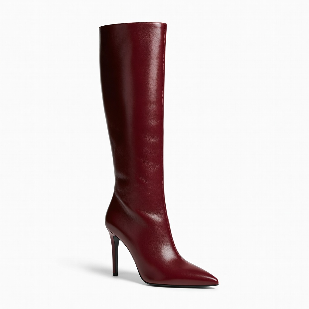 버건디 니하이 부츠