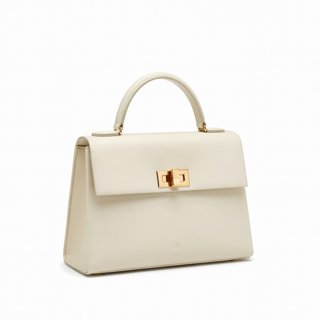 Ivory Structured Top Handle Bag