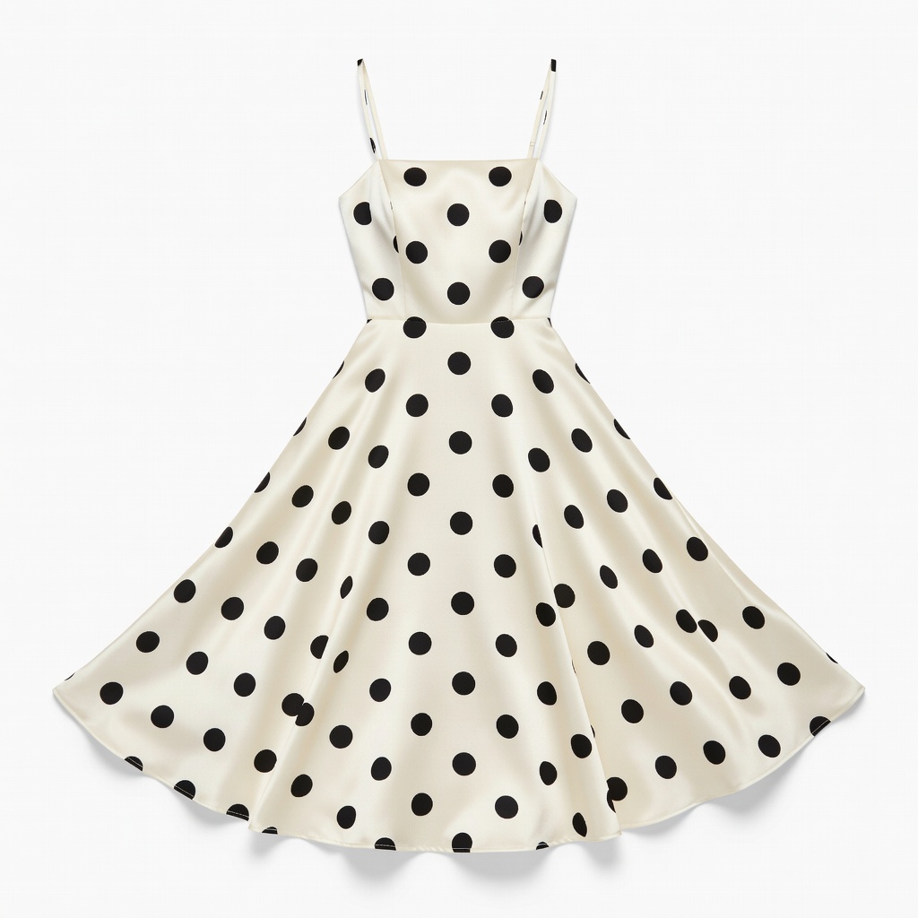 Cream Polka Dot Fit-and-Flare Dress