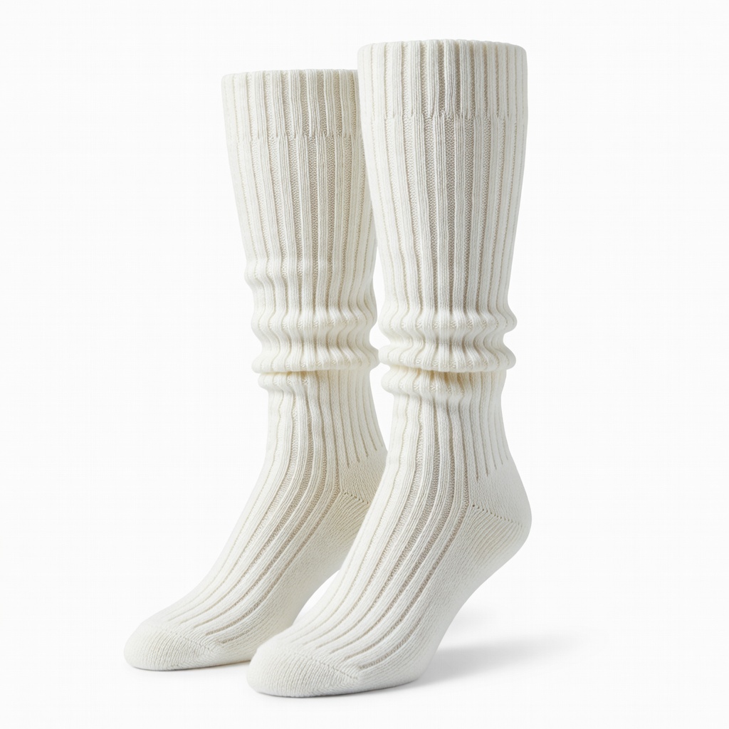 Chaussettes blanches côtelées slouch