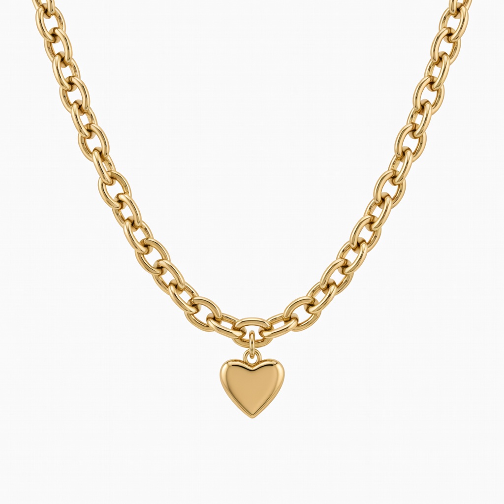 Collar con colgante de corazón en oro