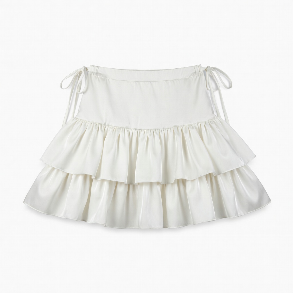 White Tiered Ruffle Mini Skirt