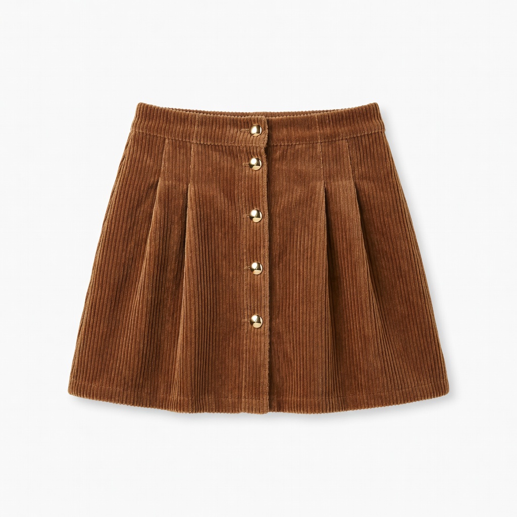 Minissaia plissada de veludo cotelê