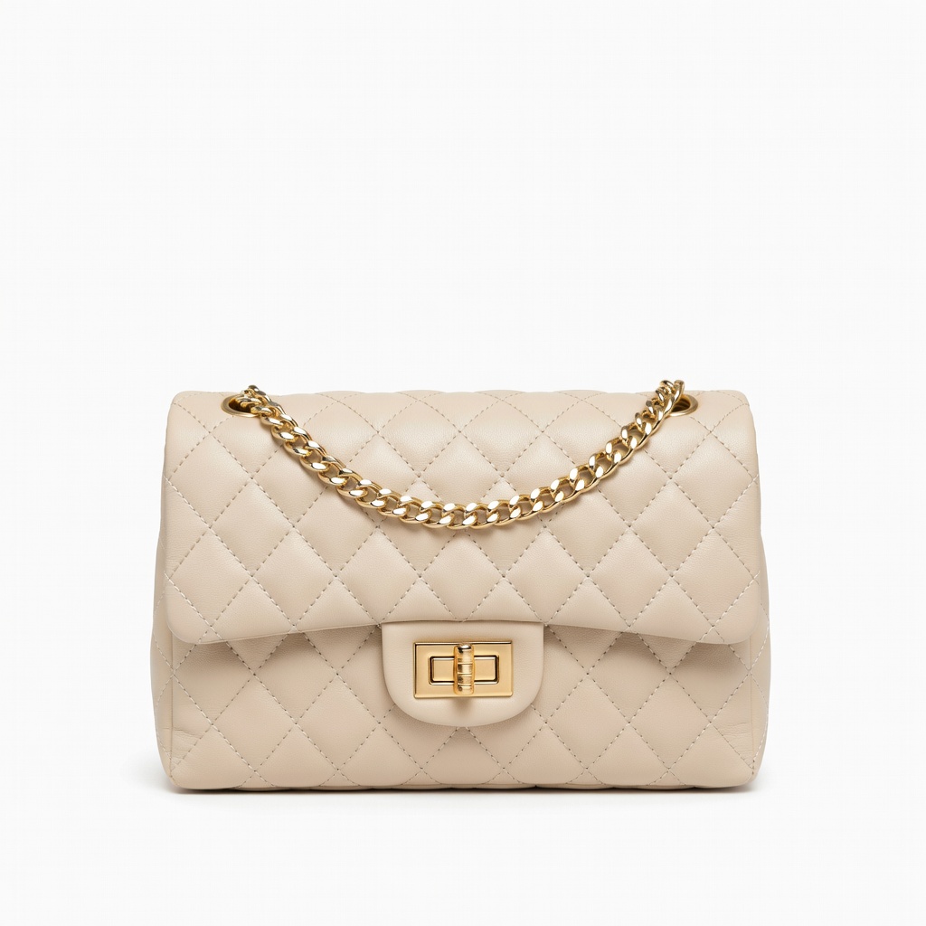 Καπιτονέ τσάντα κρεμ