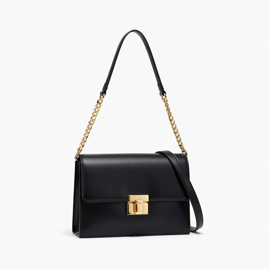 Black Leather Shoulder Bag