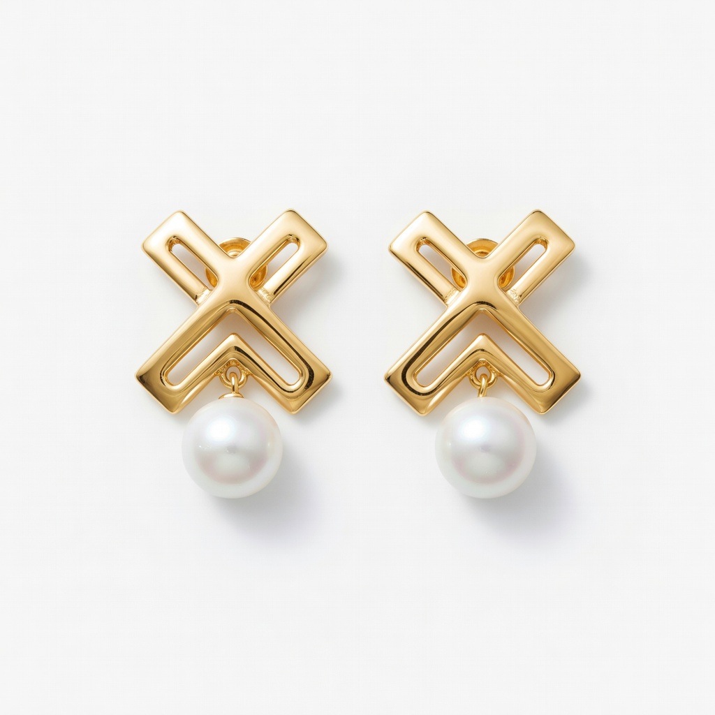 Gold Pearl Drop Earrings