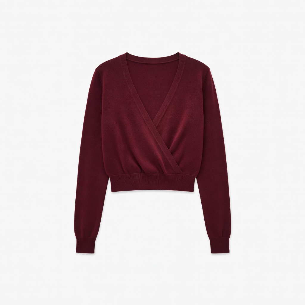 Suéter cropped transpassado de malha