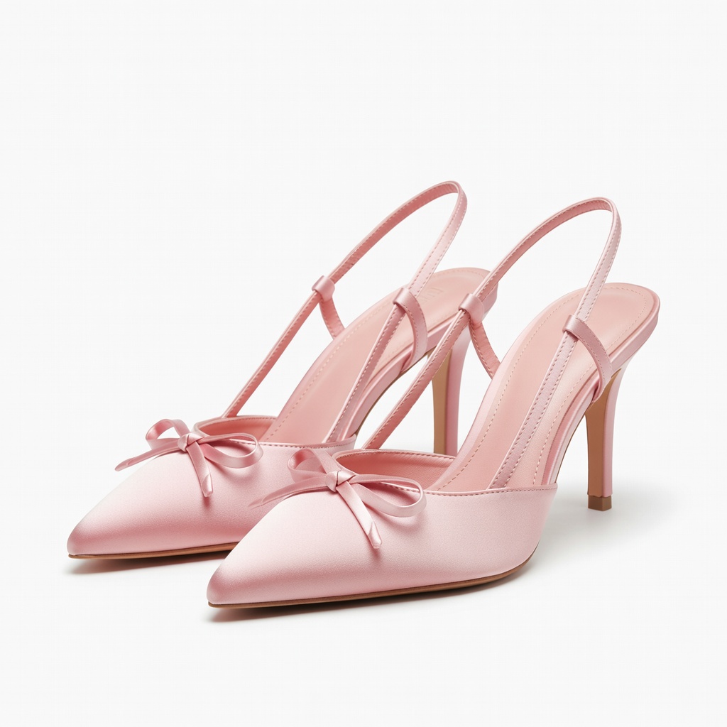 Pink Slingback Bow Heels