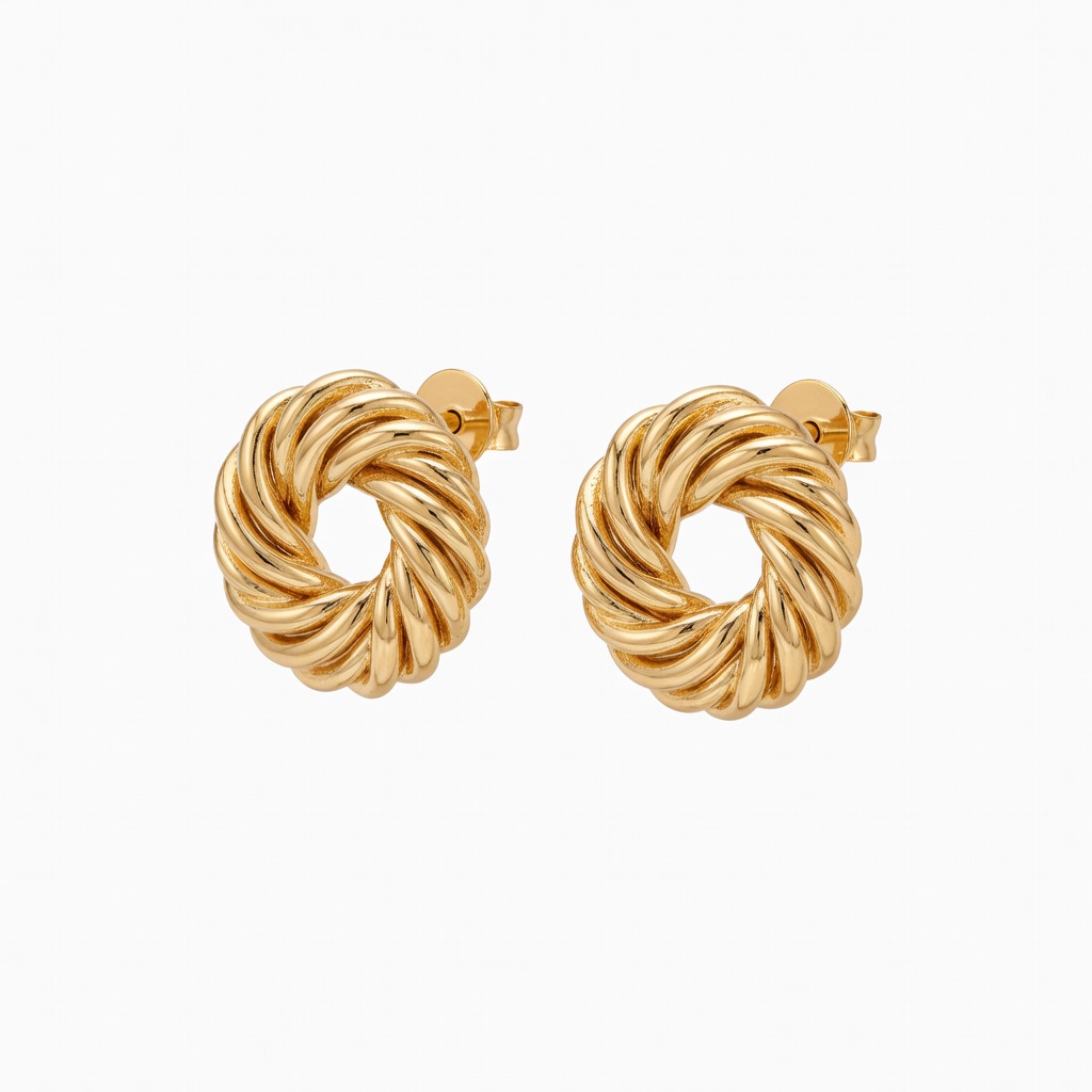 Brincos de nó dourado