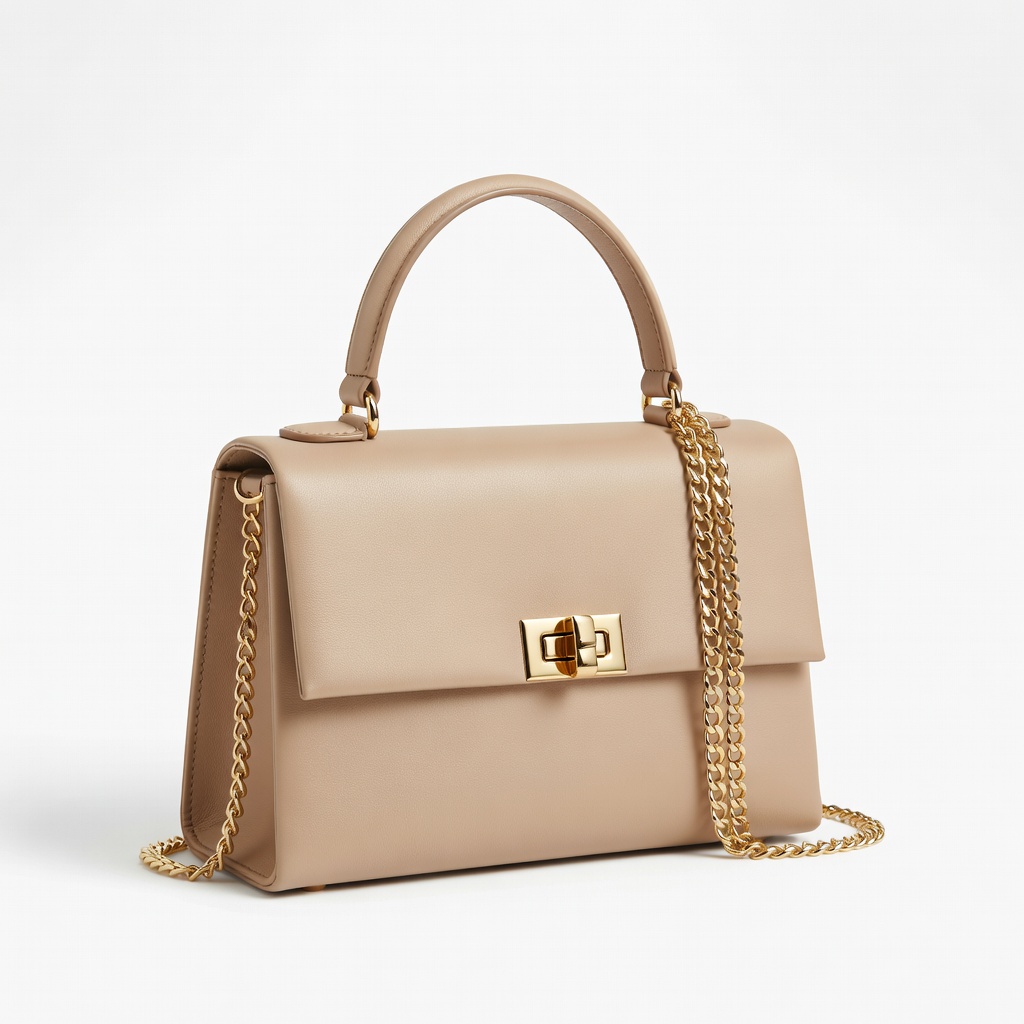 Beige Structured Handbag