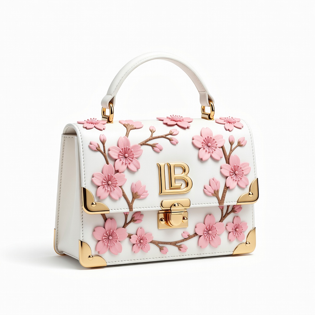 White Floral Embellished Handbag