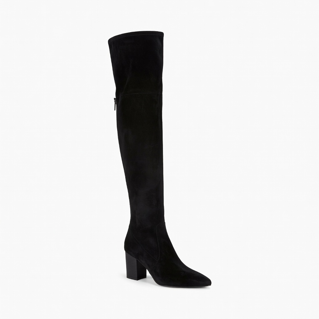 Black Suede Over-the-Knee Boots