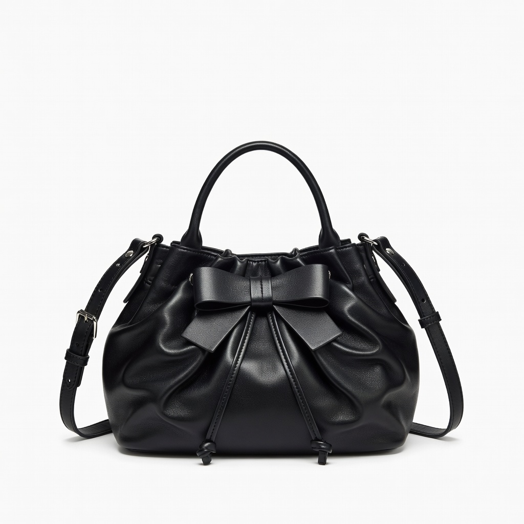 Black Ruched Handbag