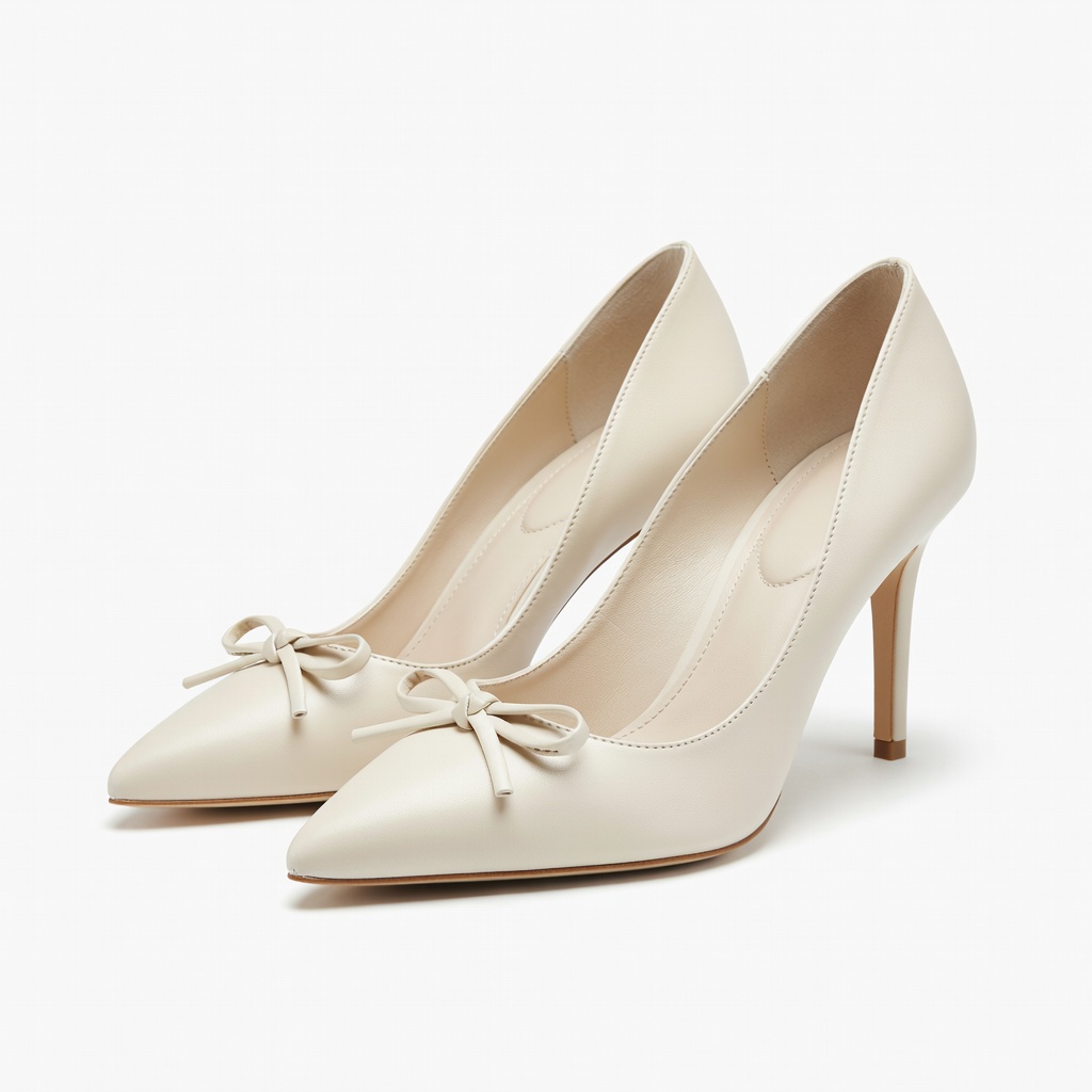 Ivory Bow Stiletto Heels