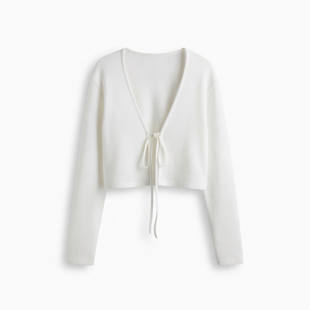 White Tie-Front Knit Cardigan