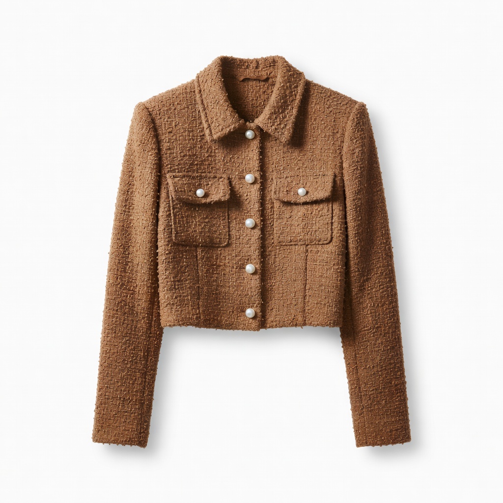 Brown Tweed Cropped Jacket