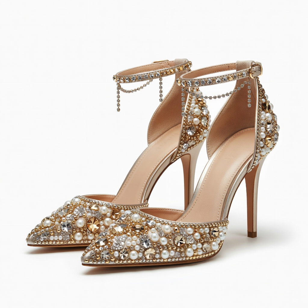 Gold Crystal Embellished Stilettos
