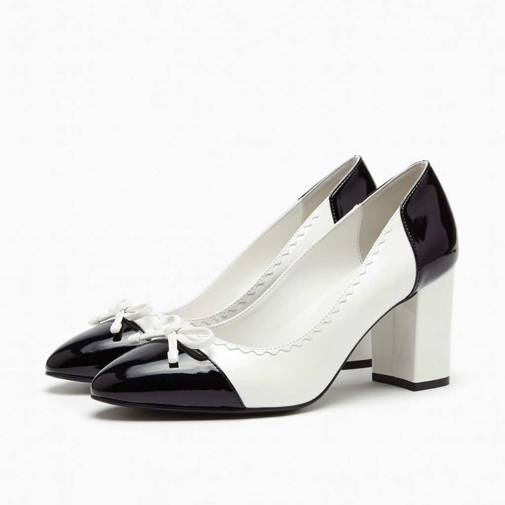 Décolleté nero e bianco con fiocco