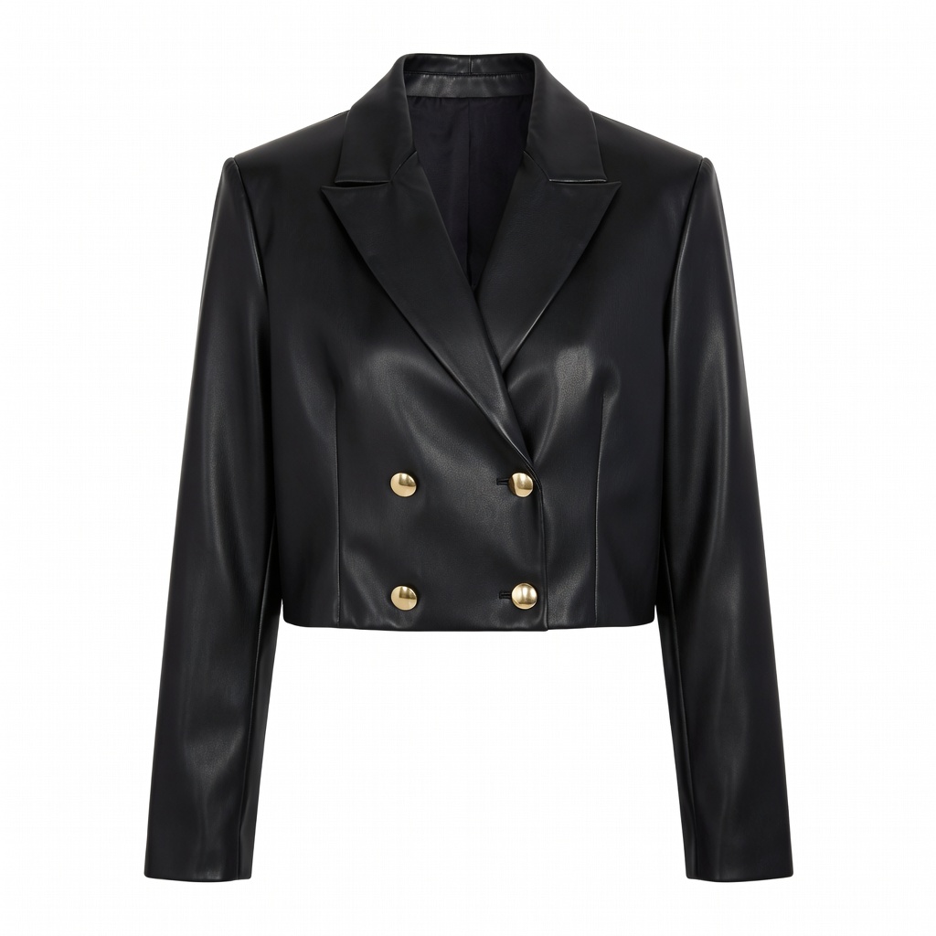 Cropped Leather Blazer
