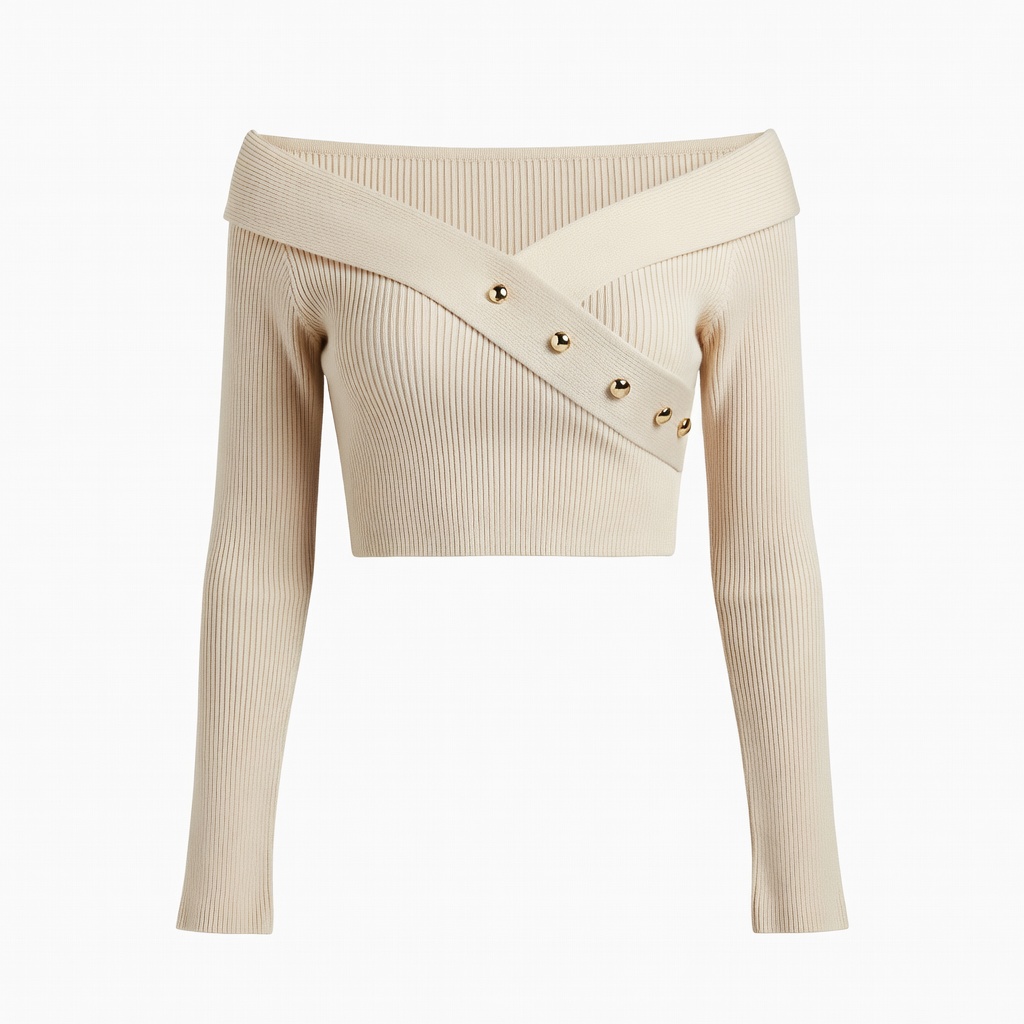 Off-Shoulder Ribbed Knit Crop Top