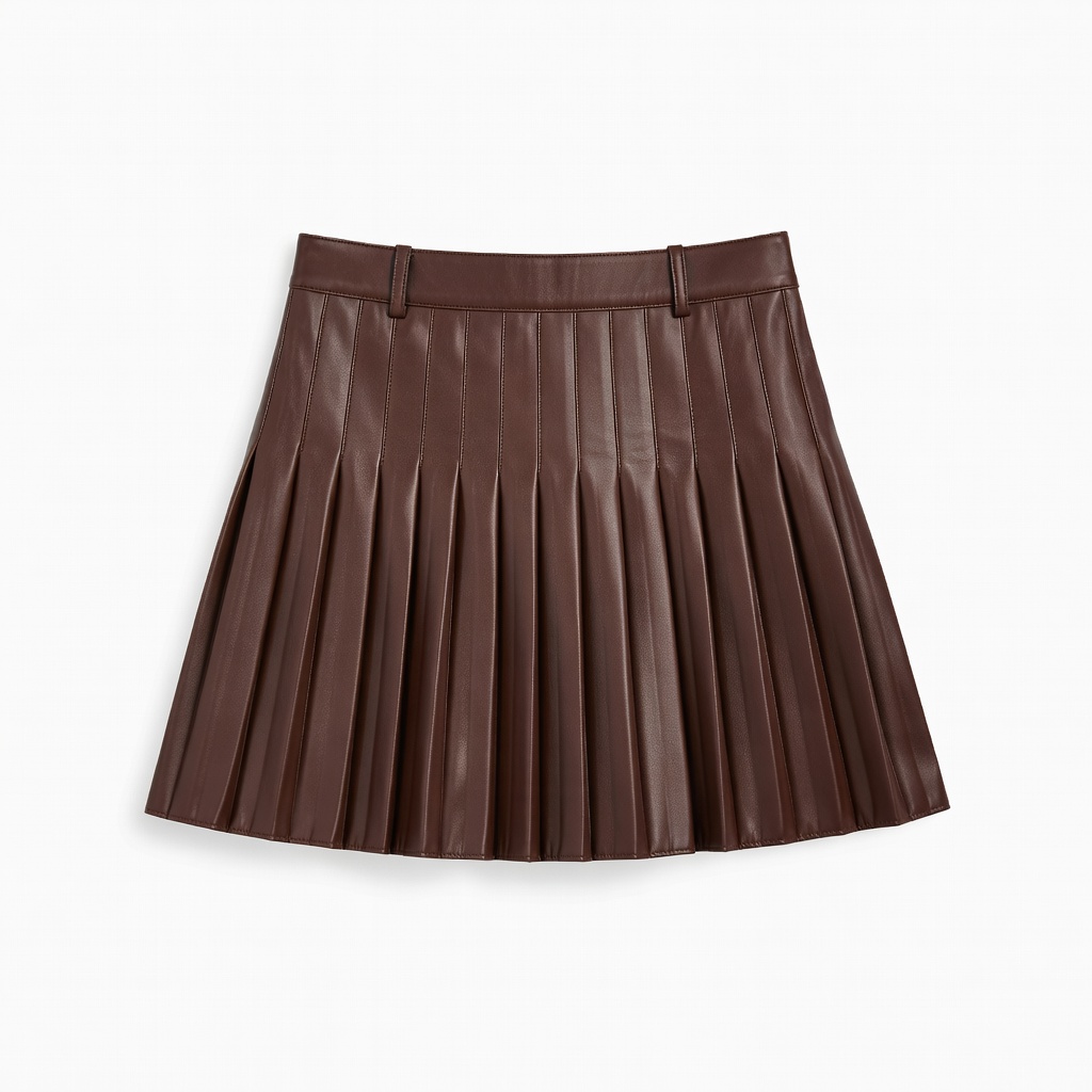 Pleated Leather Mini Skirt