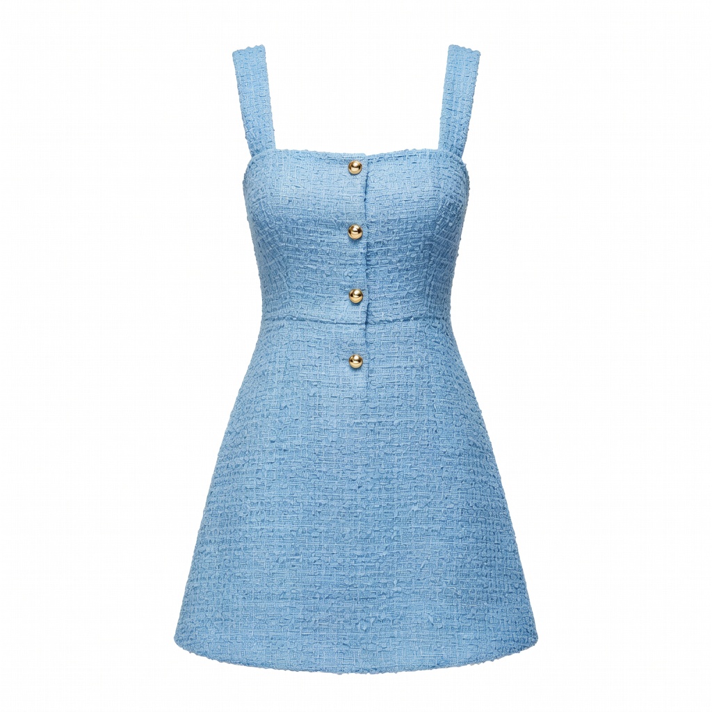 Sky Blue Tweed Mini Dress