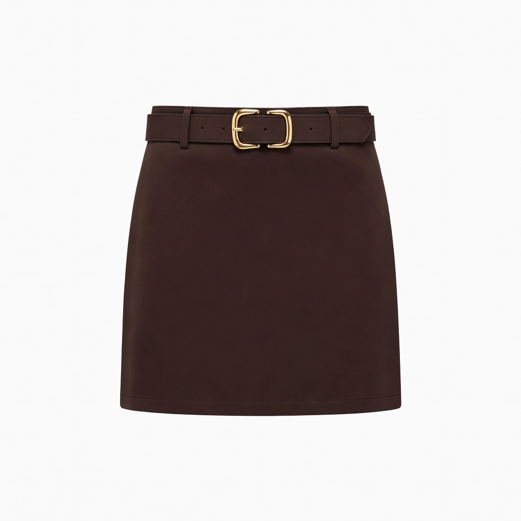 브라운 미니 스커트