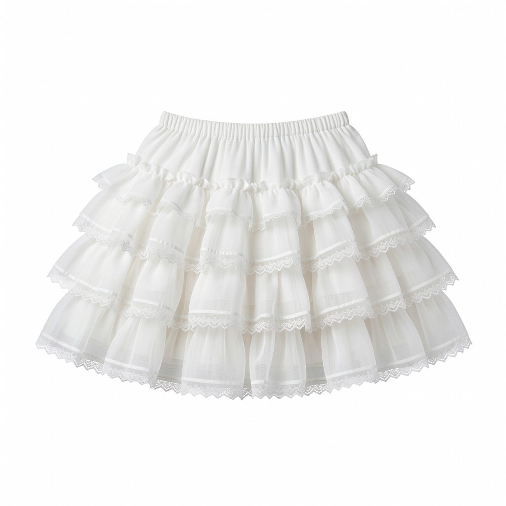 White Layered Ruffle Mini Skirt